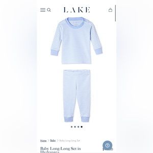Baby Lake Pajamas (PJs) Long-John set in hydrangea color; size 6-9M